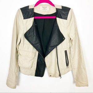 Zara Jacket | Blazer | Cream Canvas Black Leather